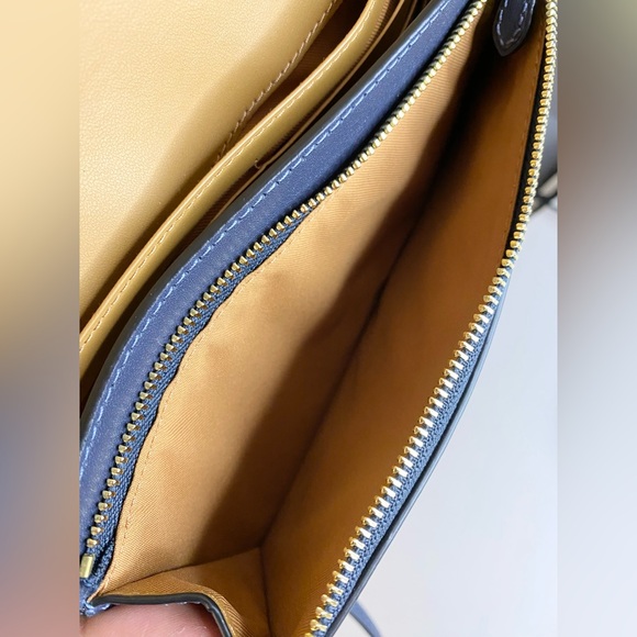 Coach Anna Foldover Clutch Crossbody Bag Cream and Red/Navy Stripe EUC! - Picture 6 of 10